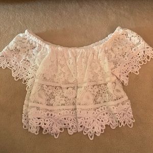 Free People off the shoulder lace crop top